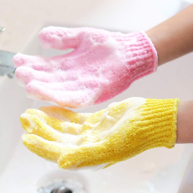 Miss-shop Dusche Handschuh,Badehandschuhe 5 Paar Doppelseitige Nylon Peeling Handschuhe Body