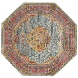 Unique Loom Baracoa Collection Area Rug - Miramar (5' 1" Octagon, Light Blue/ Blue)