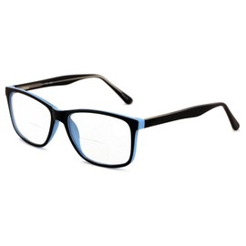 V.W.E. Men XL wide reading glasses clear lens optical reader Anti Blue Blocker UV 150mm (Bifocal - Blue, 1.00, x)