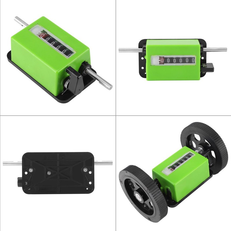 Roller Wheel 6-Digit Meter Counter Green Mechanical Length Counter with
