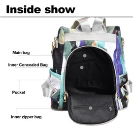 Pagezol Women's Backpacks, Anti-Theft Backpack for Women, Rucksack Shoulder Bags Ladies, Waterproof Nylon Daypack, Casual Travel Backpack, Lightweight Travel Bag School Bags for Girls Women (Colorful)