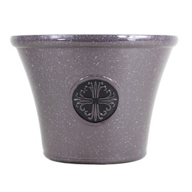 Garden Elements Round Plastic Logo Modern Planter, Light Brown, Large 14.75"