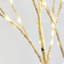 LITBLOOM Lighted White Twig Branches with Timer and Dimmer 2 Sets Tree Branch with Warm White Lights for Holiday Party Decoration 32IN 150 LED Waterproof Plug in