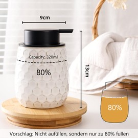 Umlaca Soap Dispenser, Refillable Ceramic Soap Dispenser, 400 ml, Large Pump Head is Easy to Press, Suitable for Kitchen, Bathroom, Foam Soap Dispenser (Beige)