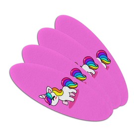 Cute Kawaii Rainbow Unicorn Chibi Double-Sided Oval Nail File Emery Board Set 4 Pack