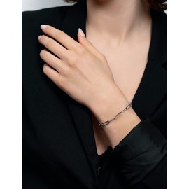 ASDULL 925 Sterling Silver Paperclip Bracelets 5mm Silver Bracelets for women Paperclip Chain Bracelet for men 7 Inches