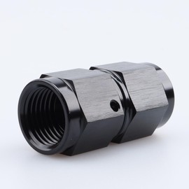 AC PERFORMANCE Aluminum Swivel Coupling Fuel Fittings Straight -4 AN Female to 4AN Female Flare Coupler Hose Union Adapter, 7/16 x 20 AN4 Thread Connector, Black