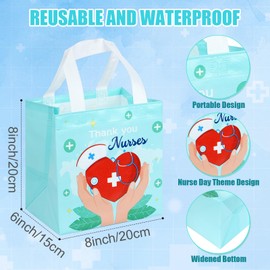 60Pcs Nurse Week Gifts Bags Bulk Nurse Appreciation Gift Bag with Handles Reusable Thank You Nurse Non Woven Treat Tote Bags Medical Assistant Party Favor for Nurses Appreciation Decorations