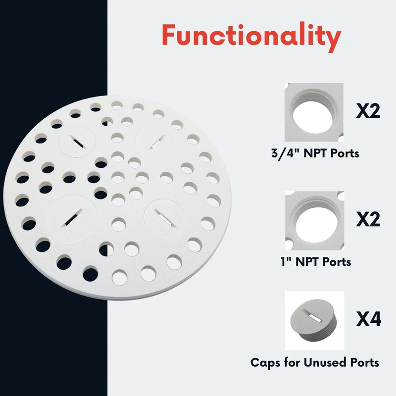 Generic 6-1/2 Inch Plastic Floor Drain Cover with Drain Ports,