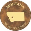 Montana State Outline with Motto 4" Round Leather 6-Coaster Set