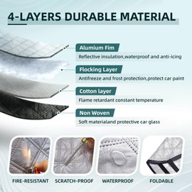 Car Windshield Cover For Ice And Snow Compatible with Toyota Camry 2024-2018 Custom Fit LE XSE XLE Hybrid SE Sedan Upgraded Magnetic Windshield Snow Cover 4-Layer Protection Wiper & Mirror Covers