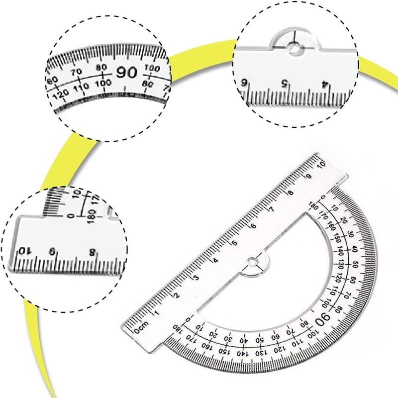 LYITZW 6 Pieces Plastic Geometry Goniometer, 180 Degree Plastic Protractor,