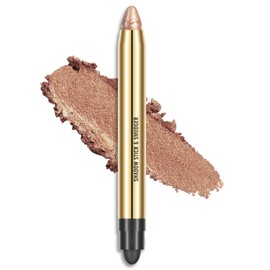 Shimmer Eyeshadow Sticks, KQueenest Eye Brightener Stick with Double End Brush Metallic Eyeshadow Pen Crayons Smudger Pink Golden Cream Eyeshadow for Women