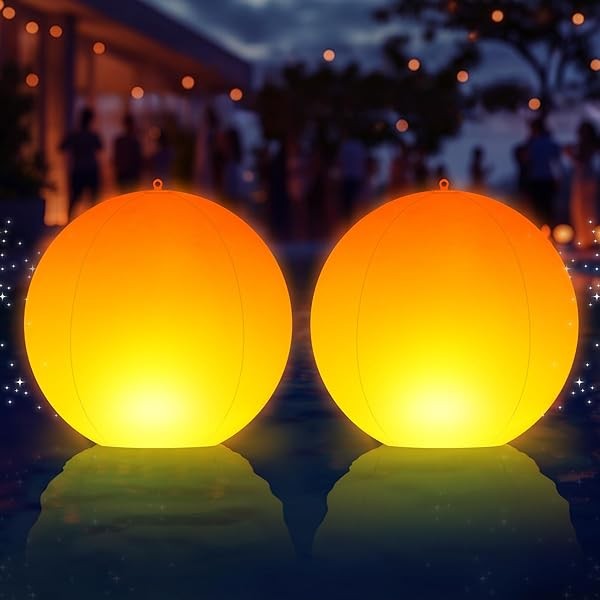 Floating Pool Lights,14" Flame Solar Pool Lights,Floating Glow Globe IP68