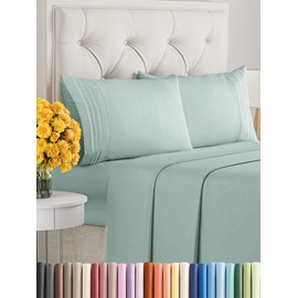 Queen Size 4 Piece Sheet Set - Extra Soft, Breathable & Cooling Sheets - Hotel Luxury Durable Bed Sheets for Women & Men - Deep Pockets, Easy-Fit & Wrinkle-Free Sheets - Light Teal Oeko-Tex Bed Sheets