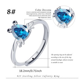Frog Ring for Women, 925 Sterling Silver Frog Open Adjustable Rings Cute Animal Jewellery Hypoallergenic Finger Ring Valentine's Day Gifts Valentine's Day for Women Men Girls, Sliver, Zircon