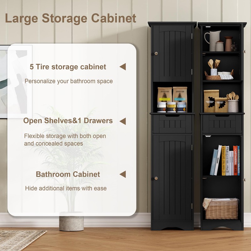 ChooChoo 67" Tall Bathroom Storage Cabinet, Narrow Bathroom Cabinet with