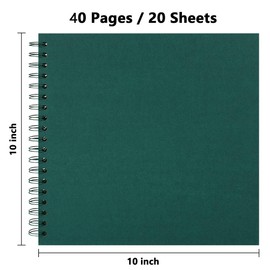 Hiwhy Scrapbook 10x10 Inch DIY Scrapbook Album Hardcover Kraft Paper Scrap Book Photo Albums 20 Sheets Memory Book for Family, Wedding, Green