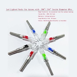 Bgary Lighted Nocks .244''6.2mm ID Led Archery Arrows Nocks 6Pcs for Hunting Shooting Practice Red