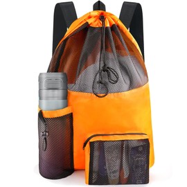 HOHOM Mesh Swim Bag Beach Drawstring Backpack, Waterproof Gym Bags for Women and Men, Large Pool Bag Swimming Gear for Swimmers