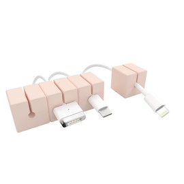 Function101 Cable Blocks - 4 Pack - Pink Color - Weighted and Magnetic Cord Holder/Cable Organizer - Flexible Silicone Blocks for Desk, Home, Office, Nightstand