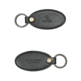 Prof Line Tochigi Leather (Japan Made in Keychain) Large Tag Ring, Flat Ring, sumi