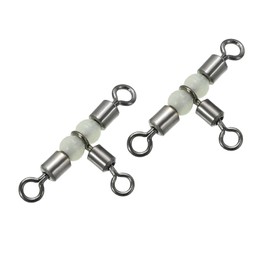 PATIKIL 20 Pack 3-Way Swivel 0.9x0.5 Inch Cross Line T-Turn Rolling Terminal Tackle with Luminous Beads, Black