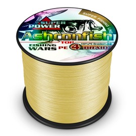 Ashconfish - Cuerda de pesca trenzada superresistente, 4 hebras de alambre de pesca de 500 m, resistente a la abrasión, increíble, sin estiramiento, pequeño diámetro, Amarillo, 70LB/0.44MM