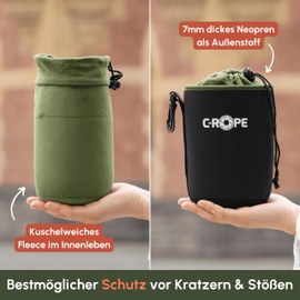 C-Rope Neoprene Lens Pouch with Fleece Lining, Lens Case for Lenses and Camera Accessories, black, Functional, robust