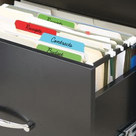 Avery UltraTabs Repositionable Filing Tabs, Two-Side Writable Index Tabs, 3" X 11/2", Assorted Primary Colours, 24 Tabs Per Pack (74775)