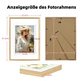Atryinous Photo Frame A4 21 x 30 cm Oak Wood Frame with plexiglass, mounts A5 15 x 21 cm pictures, for hanging/place for certificates/posters/collages Set of 2