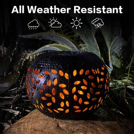 Solar Table Lantern Outdoor Waterproof-Dancing Flickering Flame Solar Powered LED Light,Black Metal Desktop Decorative Lamp for Gifts for Women Mom Desk Patio Garden Yard Decor