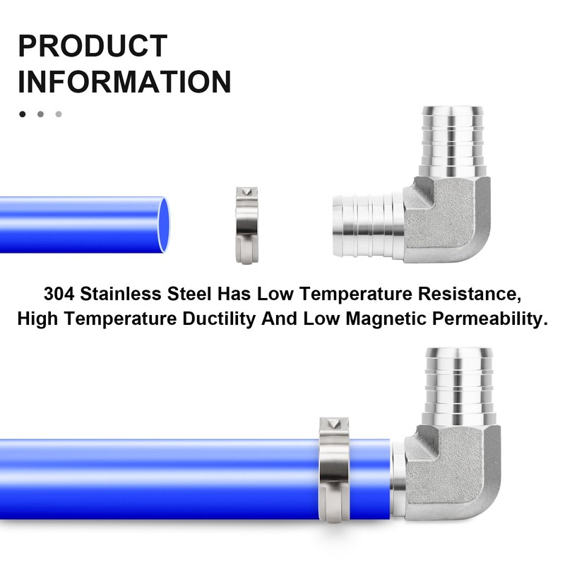 TAISHER 1PCS 304 Stainless Steel 90 Degree Elbow Pex Fittings,