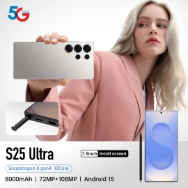 2025 NEW Low Priced S25 Ultra Plus 5G Smartphone Original 16GB+1TB Deca Core CPU 108MP Rear Camera Smart Features French Spanishcolor: Pink, ram: 16g, storage capacity: 1TB, plug: US