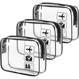 Triko Set de 3 Bolsas de Viaje Aprobadas por la TSA, Transparentes, con Cremallera de Metal y Resistentes a las Fugas