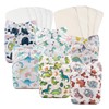 Babygoal Reusable Neutral Cloth Diapers 6 Pack with 10pcs Inserts,