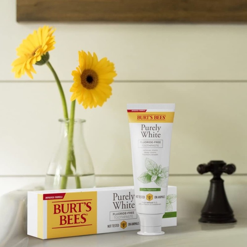Burt's Bees Toothpaste, Natural Flavor, Fluoride-Free, Purely White, Zen Peppermint,