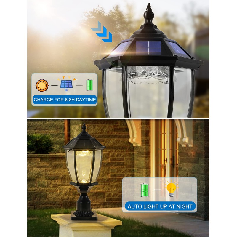GYDZ Solar Outdoor Lamp Post Light with Dusk to Dawn