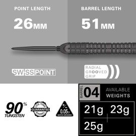 Target Darts Bolide Void 90% Tungsten Dart Set, Steel Tip Swiss Point Darts | Barrel 01, 23G | Professional Darts Sets, Black Darts, Swiss Point Tool Included