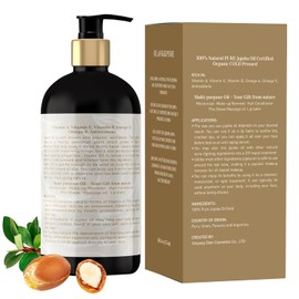 OLANKKPURE Organic Jojoba Oil 16 oz - 100% Pure and Natural Jojoba Massage Oil for Hair, Skin, Body and Face - Naturally Cold Pressed, Unrefined - Hexane Free Massage Oil for Massage