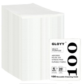 GLOYY 100 Count Disposable Cleaning Towels and Dish Cloths,Super Absorbent Dishcloths,Multi-Surface Cleaning Wipes for Kitchen Dishes, Windows, Bathroom (White)