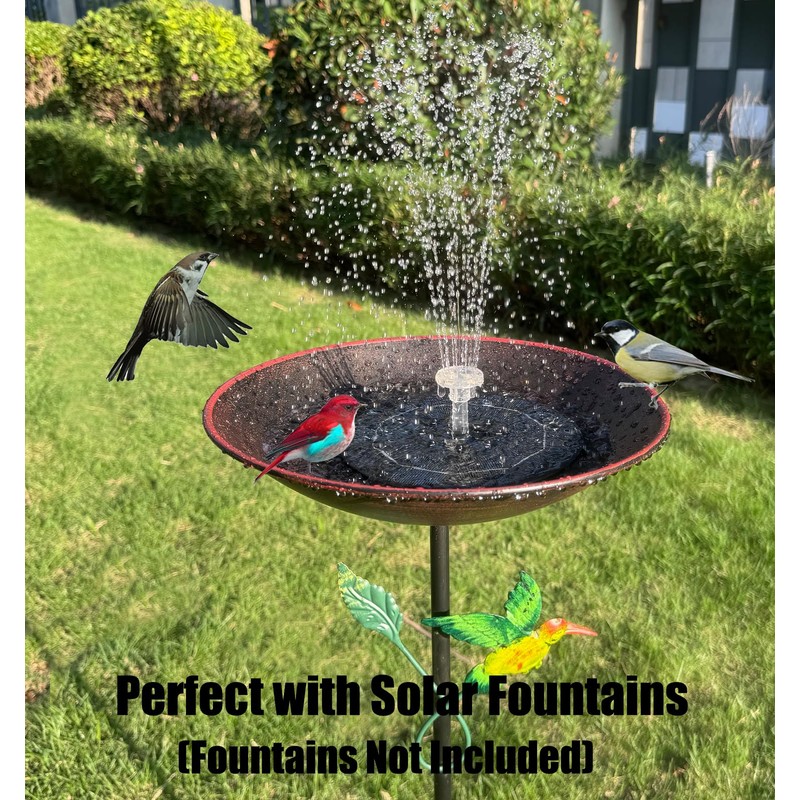 CaliDecor 31.9”H Metal Bird Bath for Outdoors, Bird Feeder with