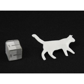 Miniblings Cat Enamel Brooch Pin Animal Pet Cat Enamelled White - Handmade Fashion Jewellery I Lapel Pin Button Pins, Copper