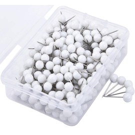 PINEPAN Push Pins White 1/8 Inch Round Head Nail Tacks White Pack of 200