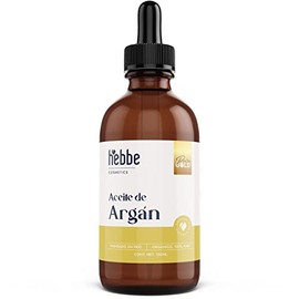 HEBBE | Aceite De Argán Virgen Orgánico 100 ml | Tratamiento Capilar y Facial Hidratante | Nutre, Repara y Aporta Brillo al Cabello | Aceite Vegetal C
