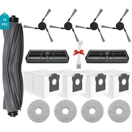 X40 Ultra Replacement Parts Kit Compatible with Dreame X40 Ultra/L40 Ultra/Mova P50 Pro Ultra Robotic Vacuum Accessories,1 Roller Brush,6 Side Brushes,4 Filter,4 Mop Pads,4 Dust Bags,1 Cleaning Brush