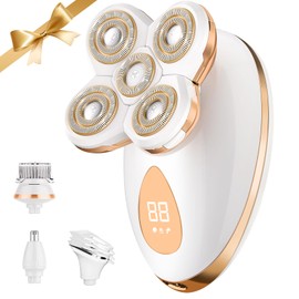 Electric Razors for Women - Painless Body Shavers for Sensitive Skin - 4 in 2 Cordless Lady Trimmer for Women's Leg, Bikini and Face - Waterproof Wet/Dry Remover, Rechargeable, Gold