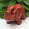 DHRWGEM 1.5" Natural Quartz Crystal Red Jasper Hade Carved Elephant
