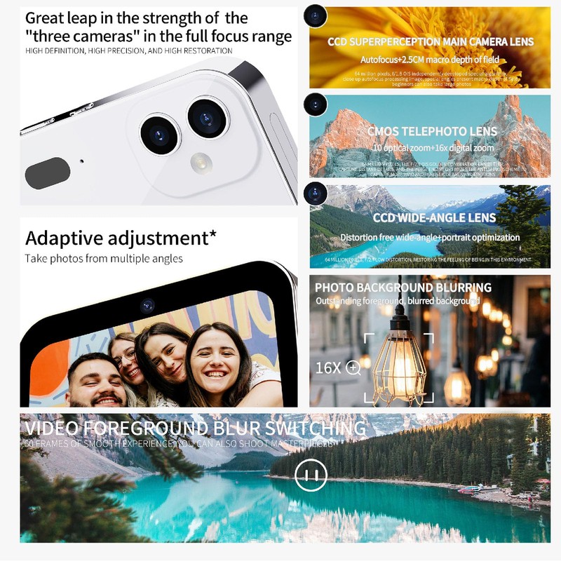 64MP Touch Screen Digital Camera, CCD CMOS Lens Combo HD