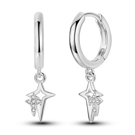 Hapour S925 Sterling Silver CZ Hoop Earrings Dangle & Drop for Women Lightweight Petite Cute Butterfly Star Drop Earrings, Sterling Silver, Cubic Zirconia